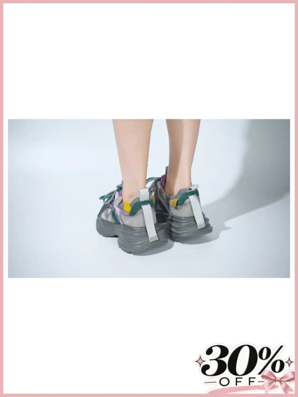 Women's Platform Sneakers Leather Mesh Lace-Up Walking Shoes